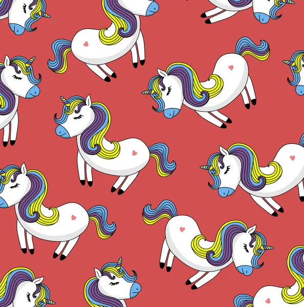 Patrón Vectorial Con Lindos Unicornios Tarjeta Felicitación Para Chicos Patrón — Archivo Imágenes Vectoriales