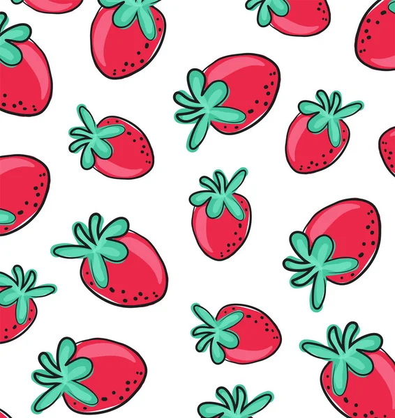 Strawberry Vector Pattern Background Design Artistic Doodle Element Card Print — Stock Vector