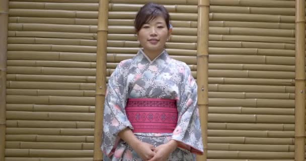 Красивая Японка Кимоно — стоковое видео