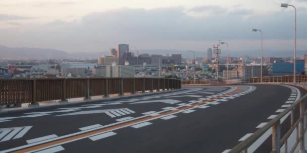 Veduta Delle Auto Che Attraversano Ponte Osaka Giappone — Video Stock