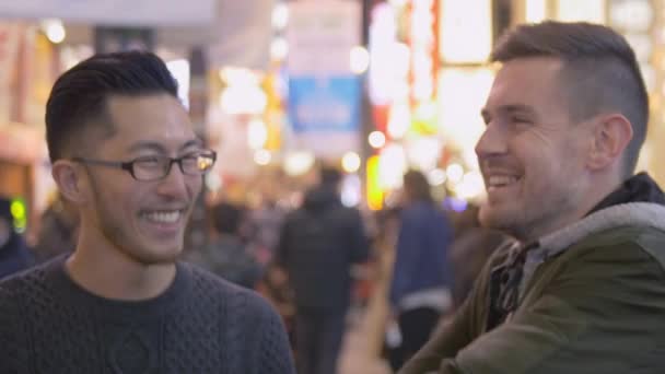 Turistas Internacionales Disfrutando Ajetreada Ciudad Japón — Vídeos de Stock