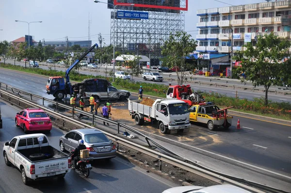 Nontruburi, Tayland - 30 Ocak 2018: Kaza kaza: 