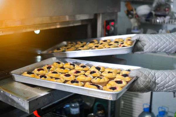 Fırından yeni çıkmış Yabanmersini ekmek almak eller