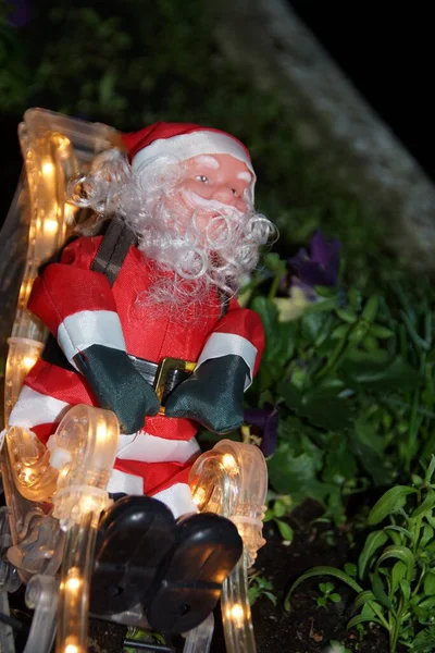 Papá Noel Trineo Ligero Para Decorar Una Maceta Aire Libre — Foto de Stock