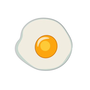 Sahanda yumurta beyaz backgrounf, üstten görünüm izole. Vektör çizim.