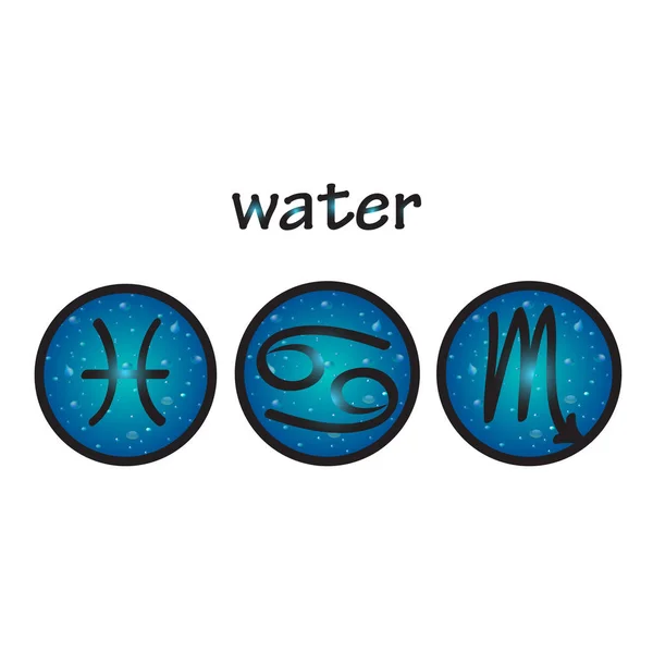 Simboli zodiacali elemento acqua — Vettoriale Stock