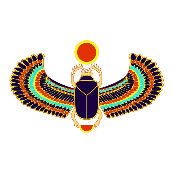 Kleurrijk Egyptische Heilige Bug Een Scarab Een Symbool Van Zon — Stockvector