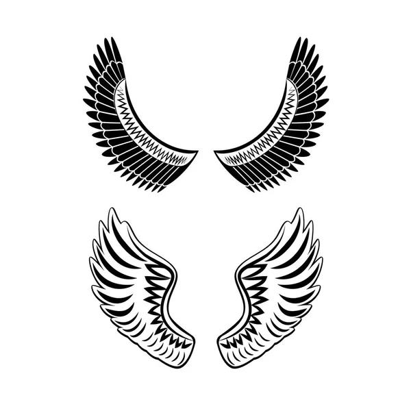Abstract vector illustratie vleugels set geïsoleerd op witte achtergrond — Stockvector