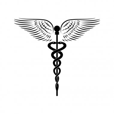 Caduceus - tıp simge vektör çizim.