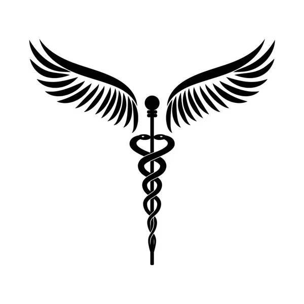 Caduceo - illustrazione vettoriale simbolo della medicina . — Vettoriale Stock
