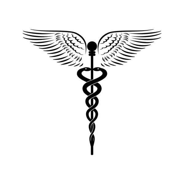 Caduceo - illustrazione vettoriale simbolo della medicina . — Vettoriale Stock