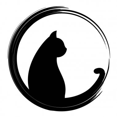 Siyah kedi silueti. Vektör illüstrasyonu.