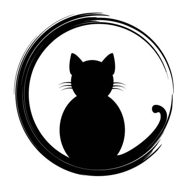 Siyah kedi silueti. Vektör illüstrasyonu.