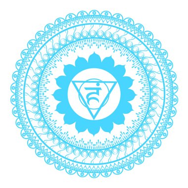 Daire mandala desen. Vishuddha çakra vektör çizim.
