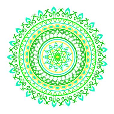 Daire mandala desen. Dekoratif yuvarlak süsleme. Yoga logo, arka plan için meditasyon poster. Oryantal vektör.