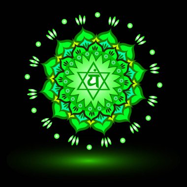 Daire mandala desen. Anahata çakra vektör çizim.