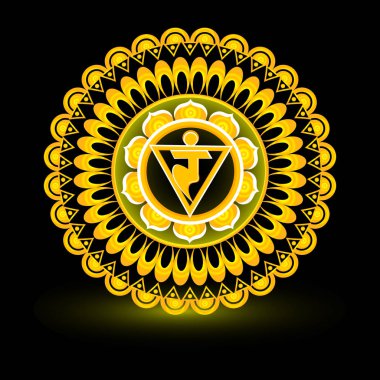 Daire mandala desen. Manipura çakra vektör çizim.