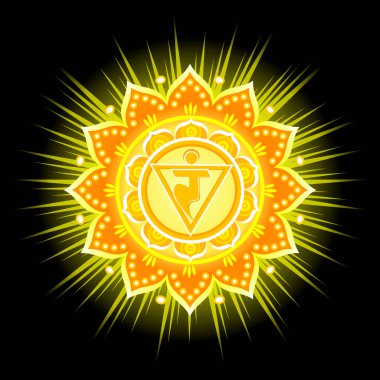 Daire mandala desen. Manipura çakra vektör çizim.