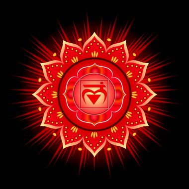 Daire mandala desen. Muladhara çakra vektör çizim.