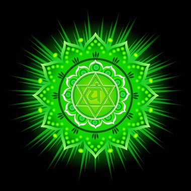 Daire mandala desen. Anahata çakra vektör çizim.