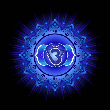 Daire mandala desen. Ajna çakra vektör çizim.
