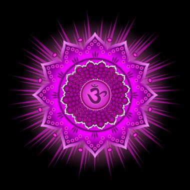 Daire mandala desen. Sahasrara çakra vektör çizim.