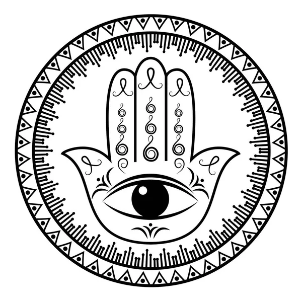 HAMSA of hand van Fatima, geluk charme, vectorillustratie — Stockvector