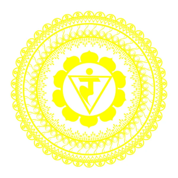 Cirkel mandala patroon. Manipura chakra vectorillustratie. — Stockvector