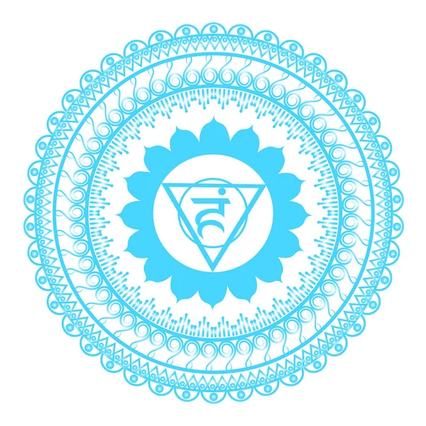 Padrão de mandala de círculo. Ilustração vetorial de Vishuddha chakra . — Vetor de Stock