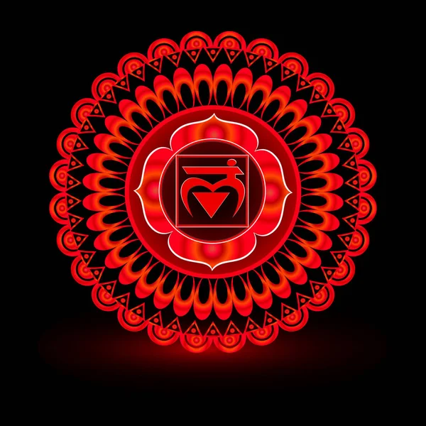 Modello di mandala cerchio. Illustrazione vettoriale Muladhara chakra . — Vettoriale Stock