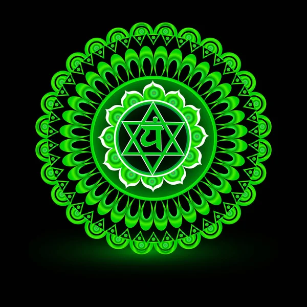 Patrón de mandala circular. Anahata chakra vector ilustración . — Vector de stock