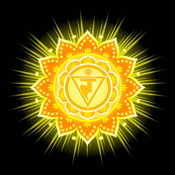 Daire mandala desen. Manipura çakra vektör çizim.