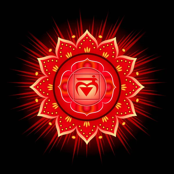 Круглая мандала. Векторная иллюстрация чакры Муладхары . — стоковый вектор