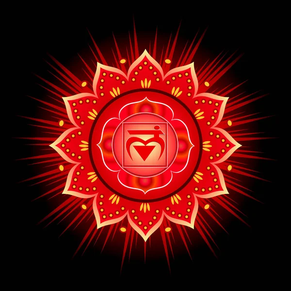 Modello di mandala cerchio. Illustrazione vettoriale Muladhara chakra . — Vettoriale Stock