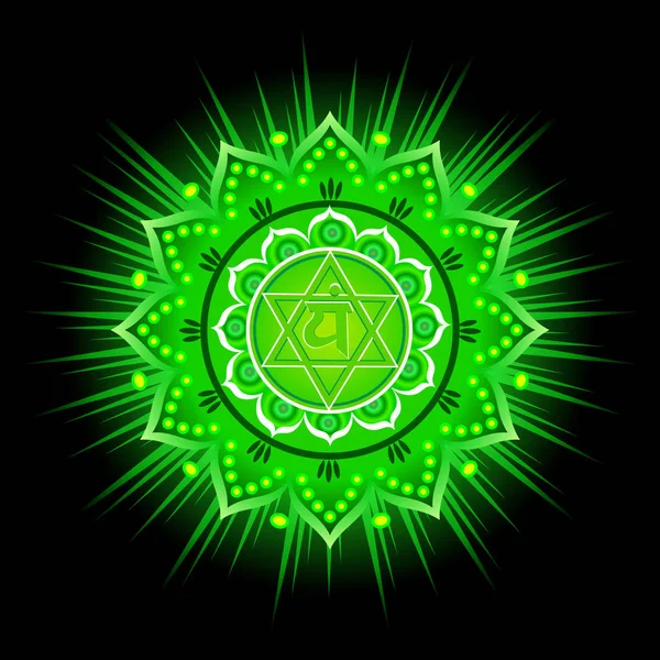 Modello di mandala cerchio. Anahata chakra illustrazione vettoriale . — Vettoriale Stock