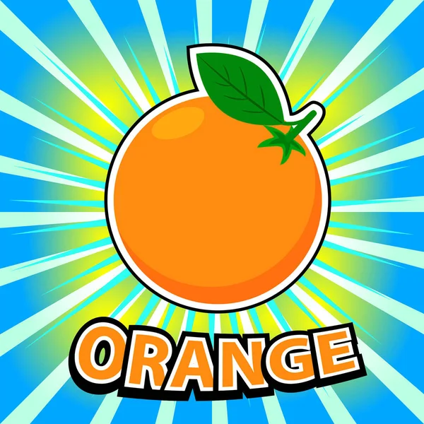 Naranja fruta retro cómic vector ilustración — Vector de stock