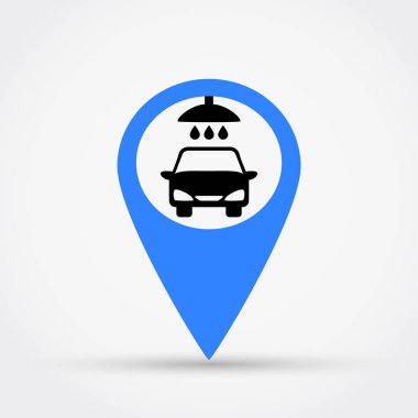 Harita işaretçi Oto yıkama vektör simgesi.