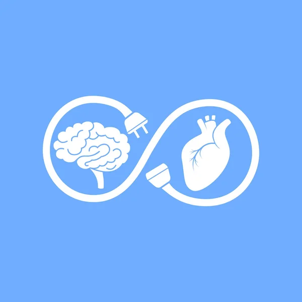 Connessione tra cuore e mente. Illustrazione vettoriale . — Vettoriale Stock