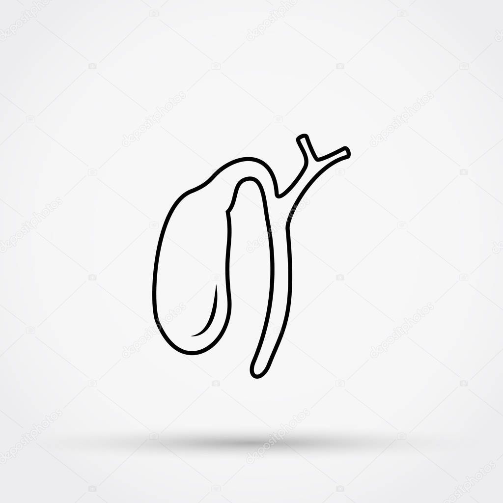 Outline gall bladder vector icon.