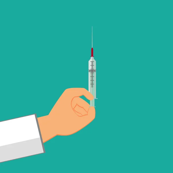 Doctor holding syringe. Healthcare concept. Flat vector illustration. — Stock Vector