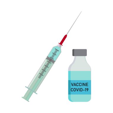Coronavirus COVID-19 'a karşı aşı. Sağlık sigortası konsepti. Düz vektör illüstrasyonu.