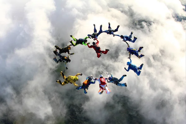 Big Group Skydivers Sky — Stock Photo, Image