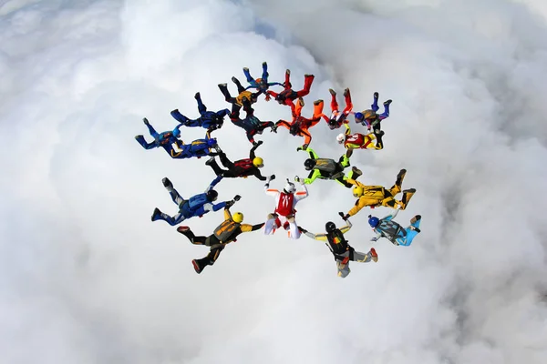 Stor Grupp Fallskärmshoppare Himlen — Stockfoto