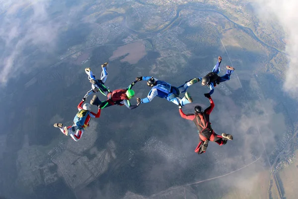 Skydiving Grup Paraşutişti Este Cer — Fotografie, imagine de stoc