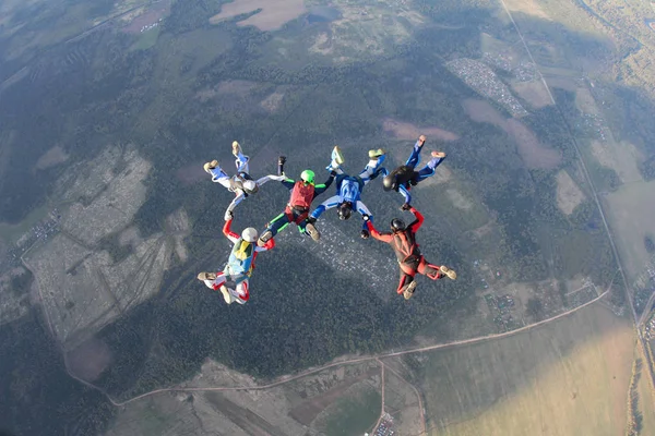 Skydiving Grupo Pára Quedistas Está Céu — Fotografia de Stock