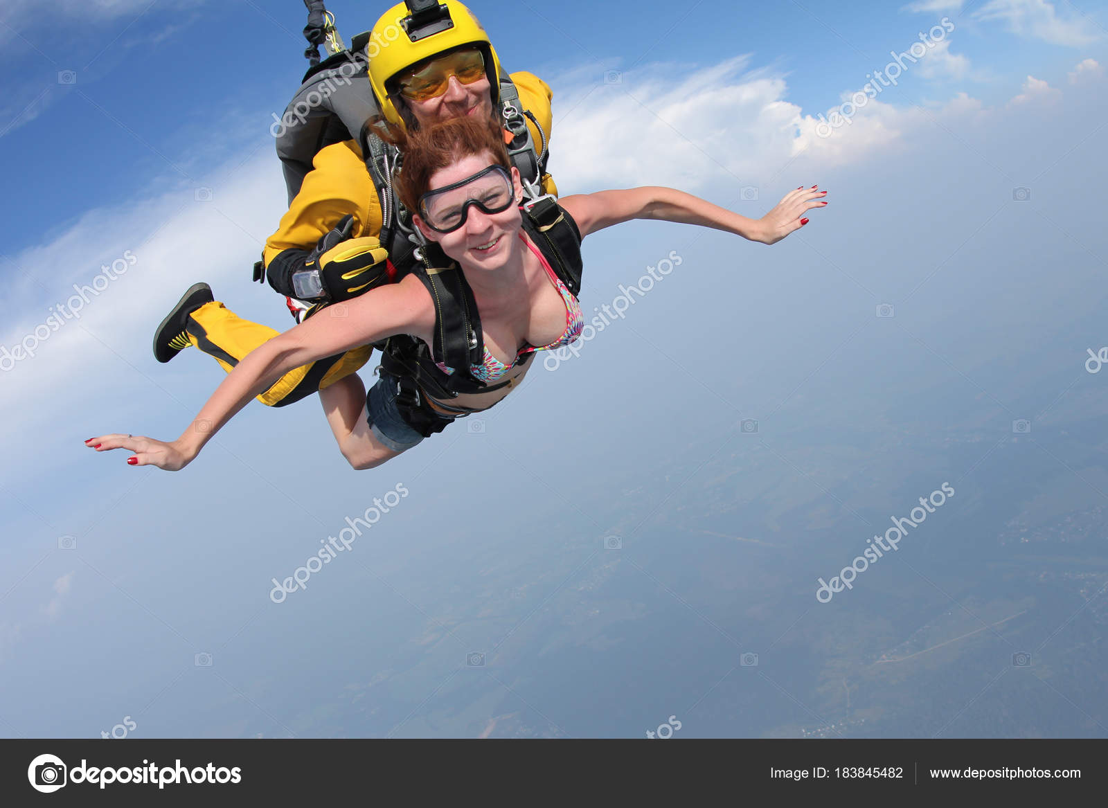 Skydiving Tandem Flying Sky Stock Photo By C Skyantonio