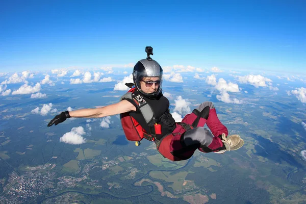 Κορίτσι Skydiver Που Πετούν Στον Ουρανό — Φωτογραφία Αρχείου