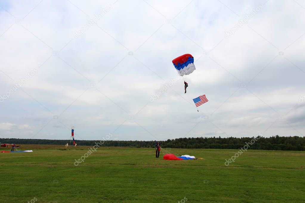 Paratrooper with american flag.