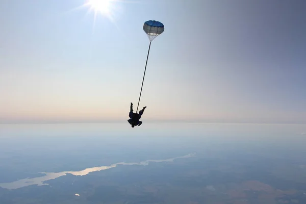 Fallschirmspringen Tandemsprung Den Blauen Himmel — Stockfoto