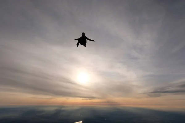 Skydiving Pára Quedista Voa Céu — Fotografia de Stock